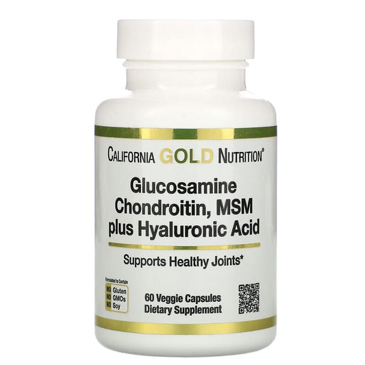 California Gold Nutrition, Glucosamine Chondroitin, MSM plus Hyaluronic Acid, 60 Veggie Capsules - Medaid International