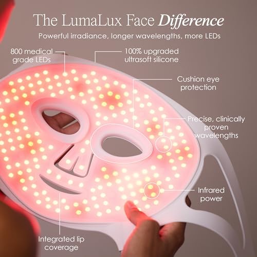 بروجيكت اي بيوتي قناع علاجي احترافي باضاءة LED 800 مصباح LED من لومالوكس | 7 + 2 لون 460 نانومتر ~ 1072 نانومتر | احمر + بالاشعة تحت الحمراء + قناع وجه LED عالي الطاقة (وجه لومالوكس)|B0DJQKVW64