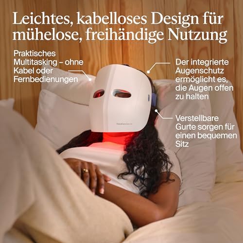 TheraFace Therabody Mask Glo - Cordless LED Skincare Face Mask with Red/Blue/Infrared Light & Relaxing Scalp Massage for Glowing, Healthier-Looking Skin - FDA Cleared - Gift for Mom/Gift for Dad|B0FW51KPT5