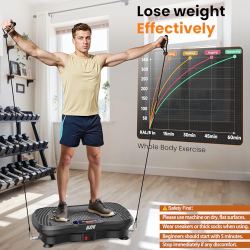 AXV Vibration Plate Fitness Platform Exercise Machine Vibrating Shaking Full Body Shaker Workout Vibrate Stand Shake Board Sport Gym for Weight Loss Fat Burner for Women Men Darkgray