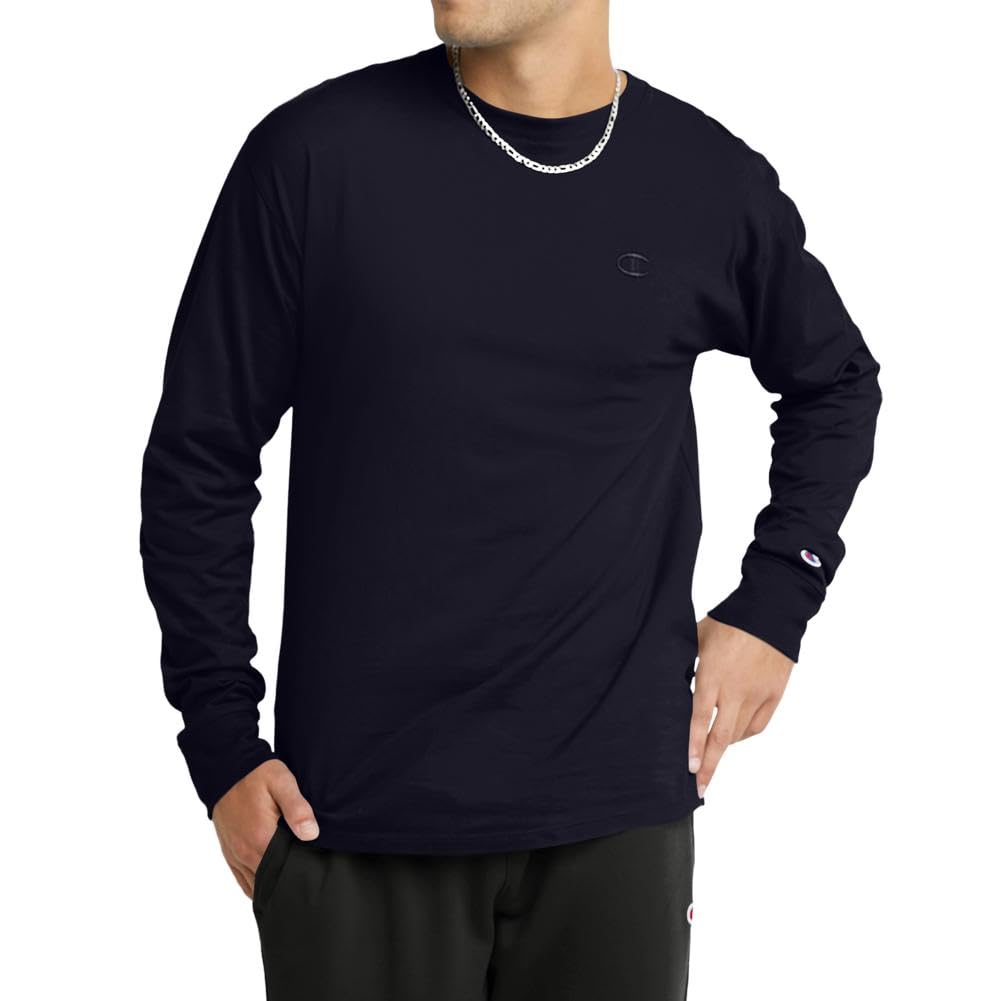 Champion mens Classic Jersey Long-sleeve Tee Shirt, Black, Medium US - Medaid International