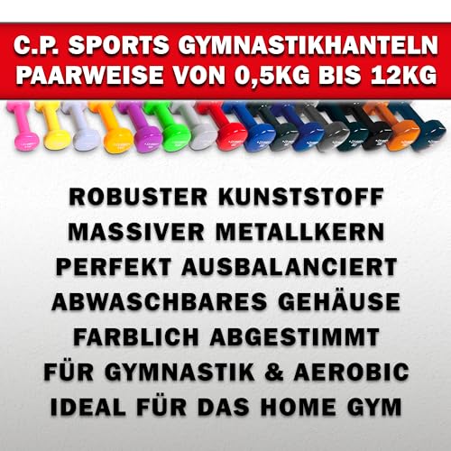 C.P. Sports - Vinyl Gymnastics Weights 0.5kg to 10kg, Non-Slip, Easy to Handle