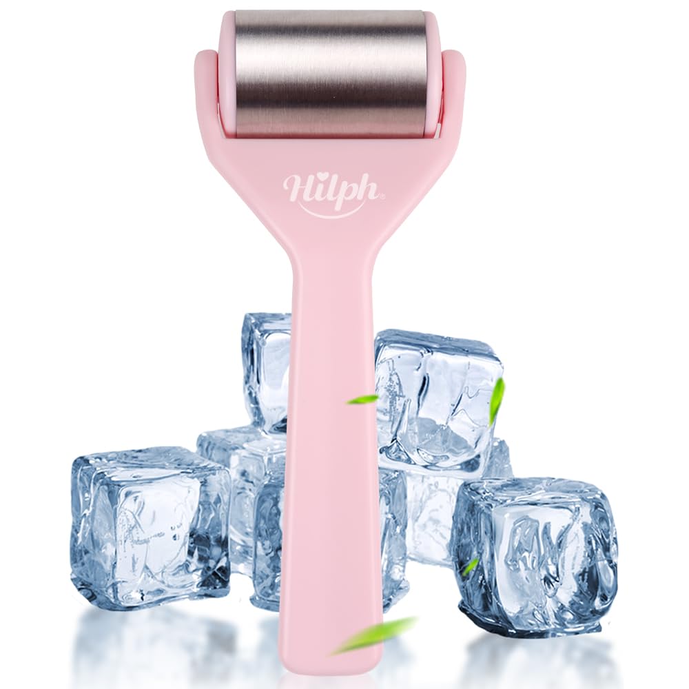 Hilph Ice Roller for Face Metal, Stainless Steel Ice Face Roller for Skin Care, Cold Facial Massager Roller for Puffiness, Eye Bags (Pink) - Medaid International