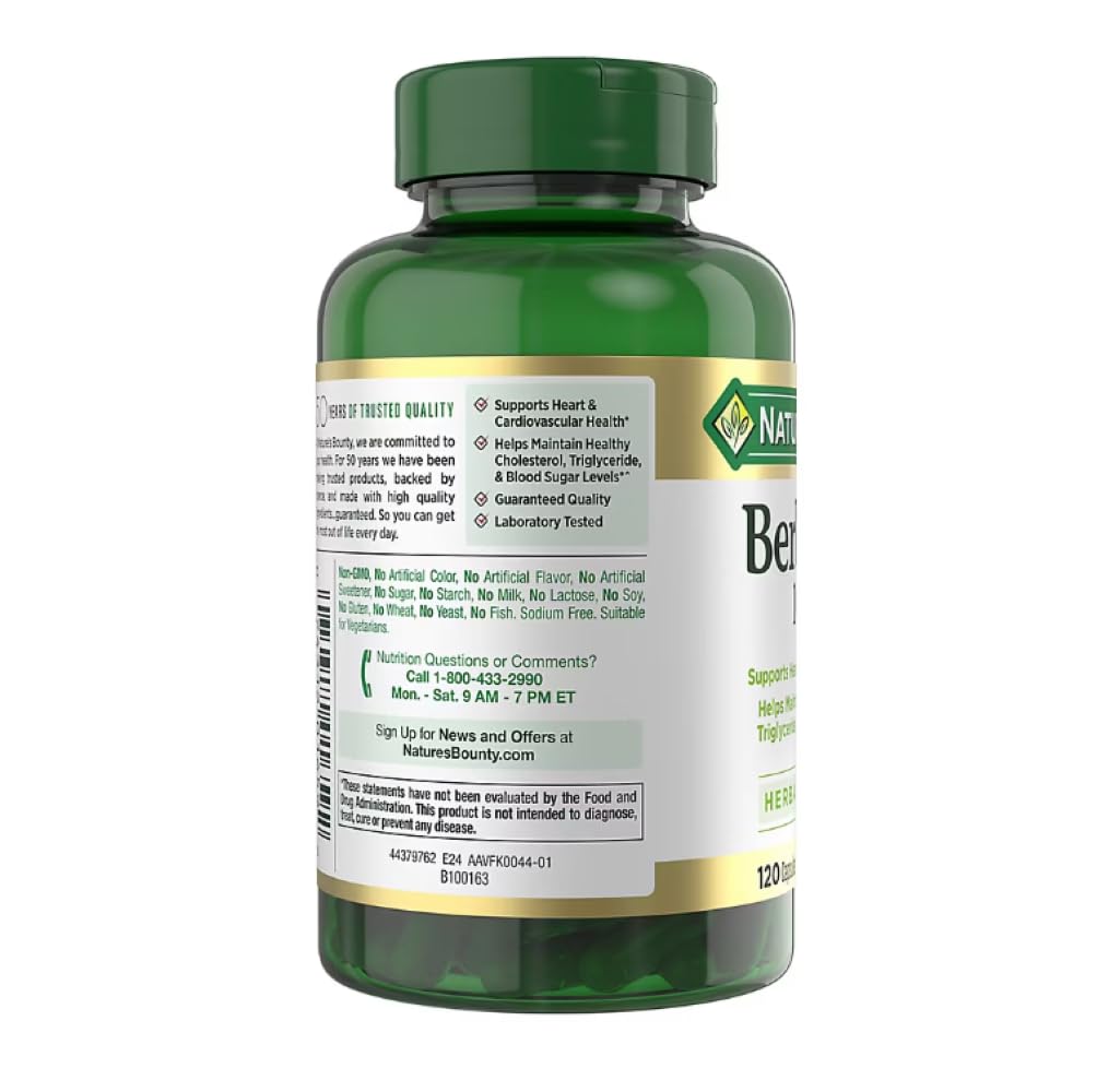 Nature's Bounty Berberine 1000mg Dietary Supplement for Heart and Blood Sugar Support – 120 Capsules - Medaid International