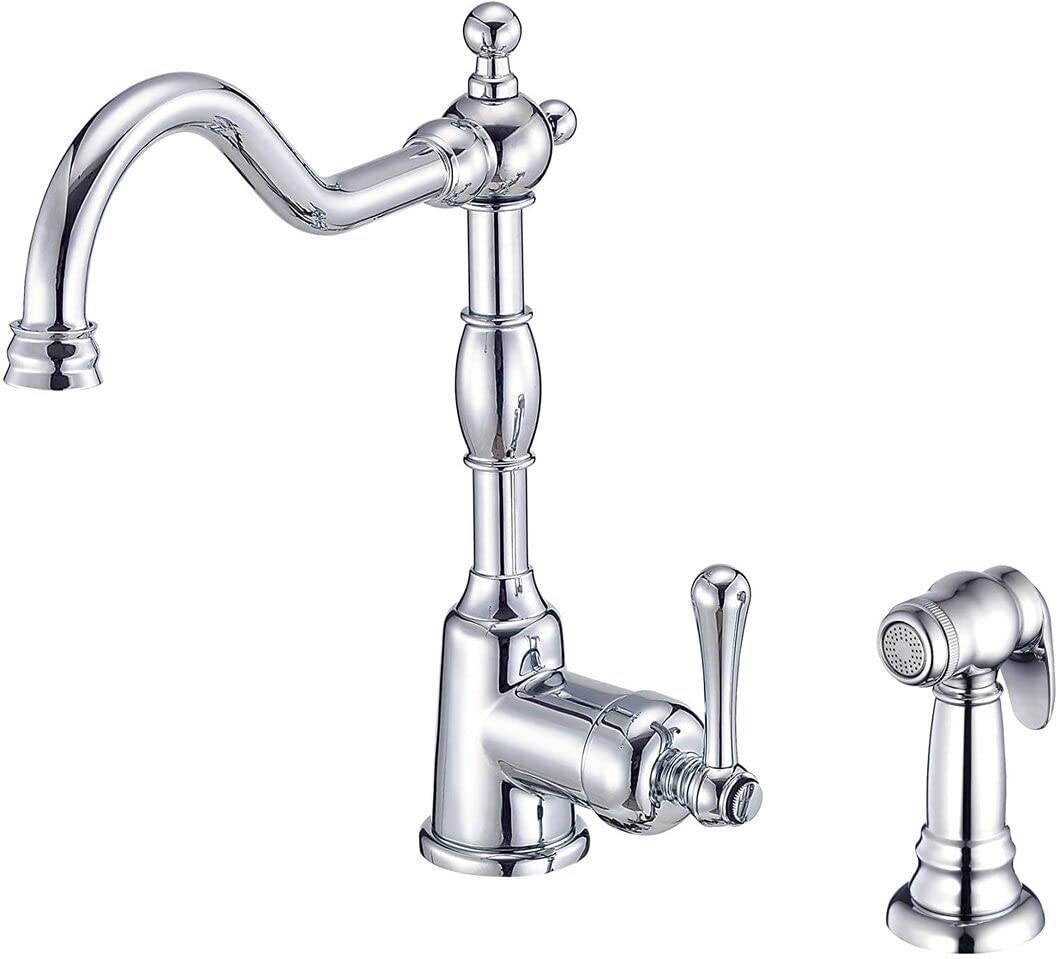GERBER Danze D401157SS Opulence Single Handle Kitchen Faucet with Side Spray, Stainless Steel