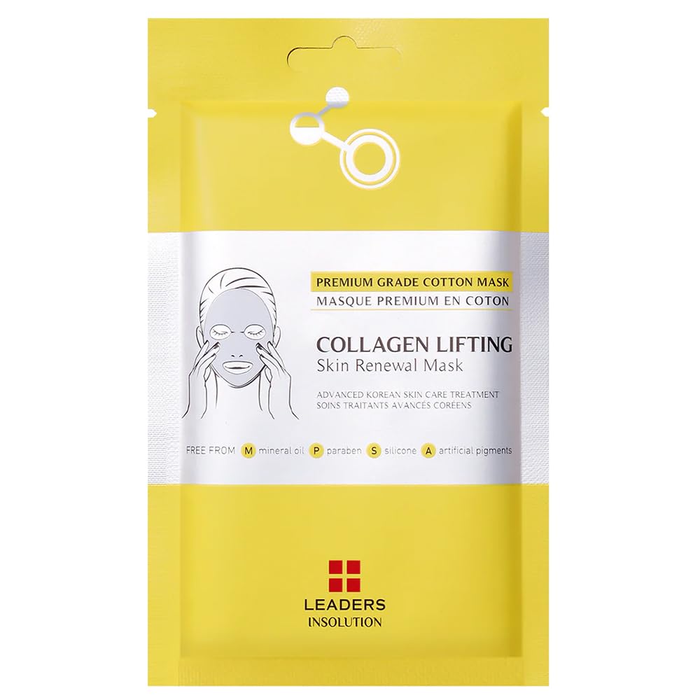 Leaders Insolution Collagen Lifting Skin Renewal Mask | Marine Collagen for Firmness and Elasticity Anti-Wrinkle, Sculpting Facial Sheet | Hydrating Serum for Smooth Skin (10 Sheets) - Medaid International