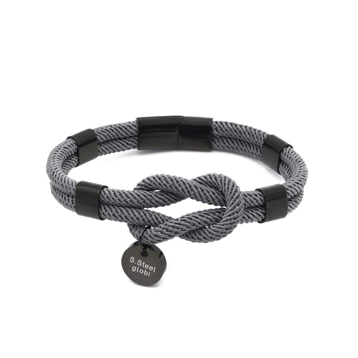 TERRIFI Paracord Braided Rope Bracelet For Men Women, Lightweight Nautical Unisex Cuff Bracelet, Sturdy Surfer Bracelets, With Stainless Steel Magnetic Clasp, Bracelet for Men and Women, black