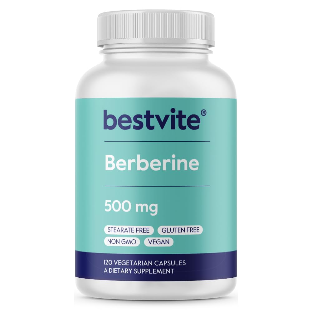 Berberine 500mg Per Capsule (120 Vegetarian Capsules) - No Fillers - No Stearates - No Flow Agents - Vegan - Gluten Free - Non GMO - Medaid International