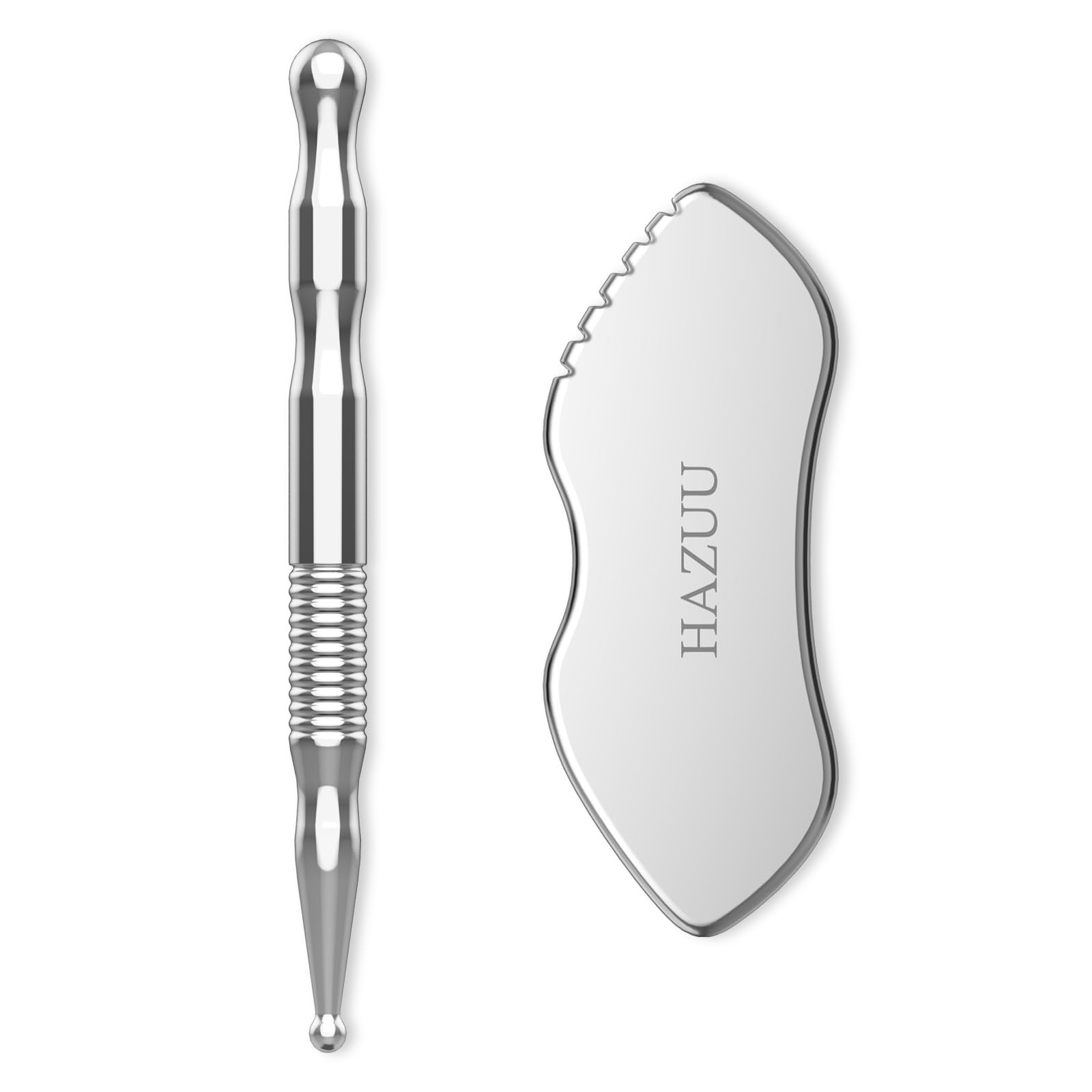 HAZUU Stainless Steel Gua Sha Tool & Acupuncture Pen- Deep Tissue Massage & Pain Relief Therapy with Trigger Point - Full Body Self-Massage Acupressure Bar for Relaxation (JGS-3) - Medaid International