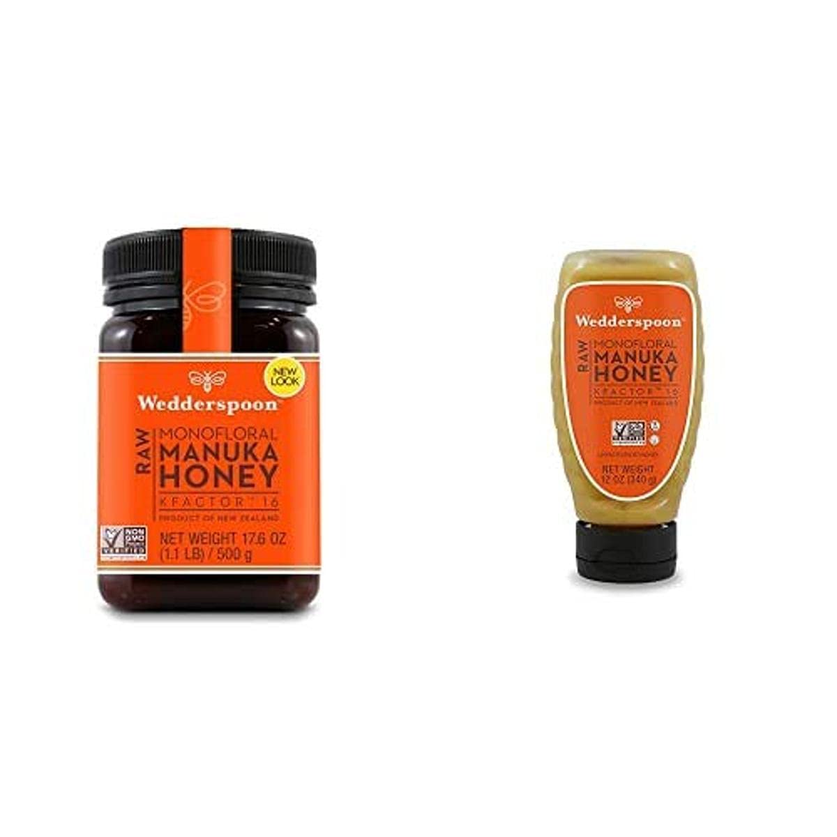 Wedderspoon Raw Premium Manuka Honey KFactor 16+, Unpasteurized, Genuine New Zealand Honey, Multi-Functional, Non-GMO Superfood, Convenient Squeeze Bottle - Medaid International