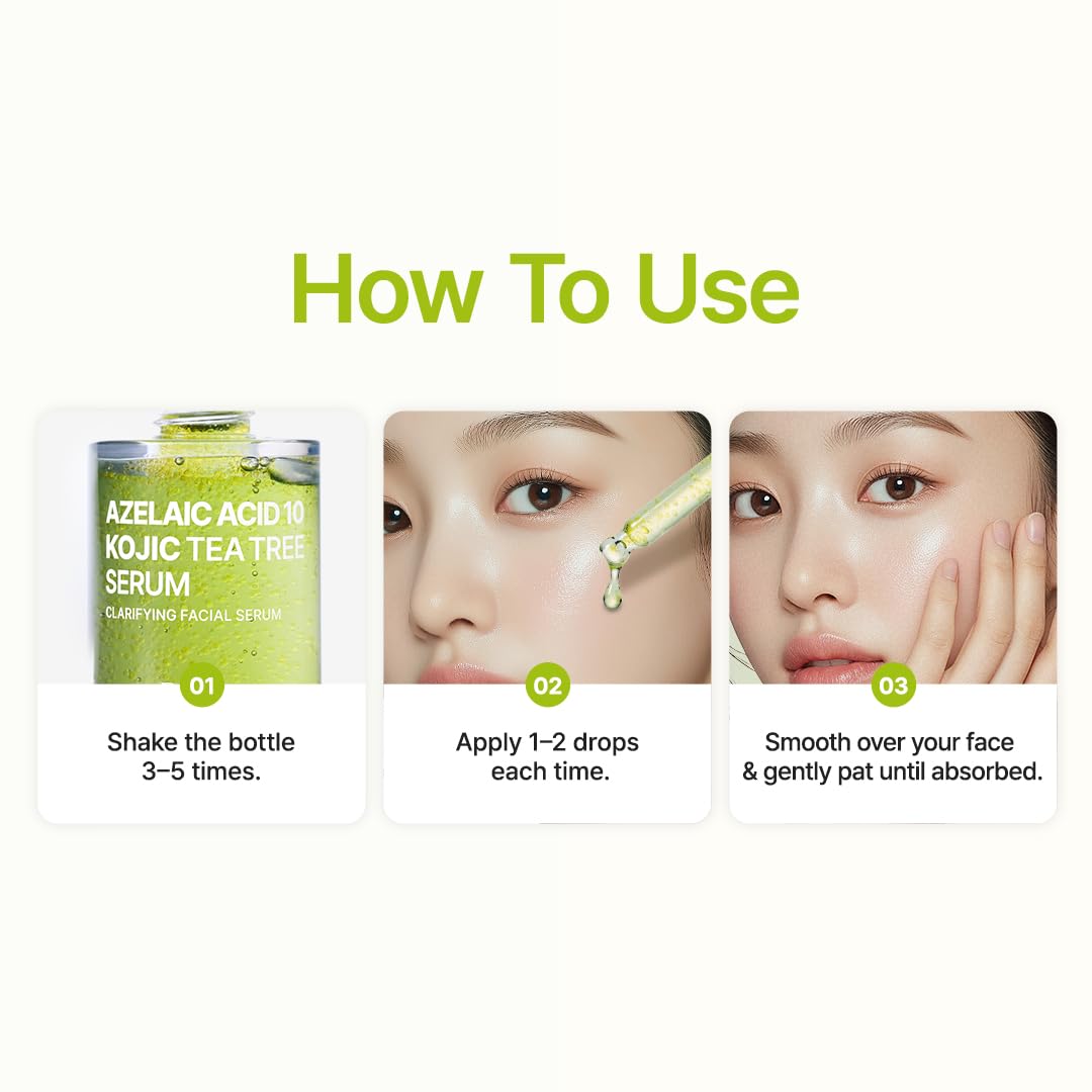 PURITO Azelaic Acid 10% + Kojic Acid + Tea Tree Facial Serum | for Acne & Marks, Breakouts | High-Level Azelaic Acid 10% | Korean skincare, 30mL 1.01 fl.oz - Medaid International