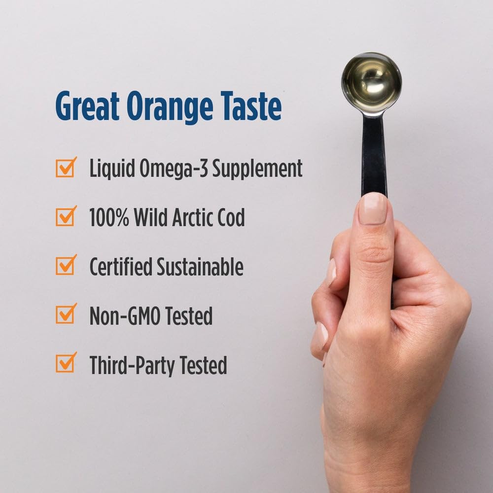 Nordic Naturals Arctic Cod Liver Oil, Orange - 16 oz - 1060 mg Total Omega-3s with EPA & DHA - Heart & Brain Health, Healthy Immunity, Overall Wellness - Non-GMO - 96 Servings - Medaid International