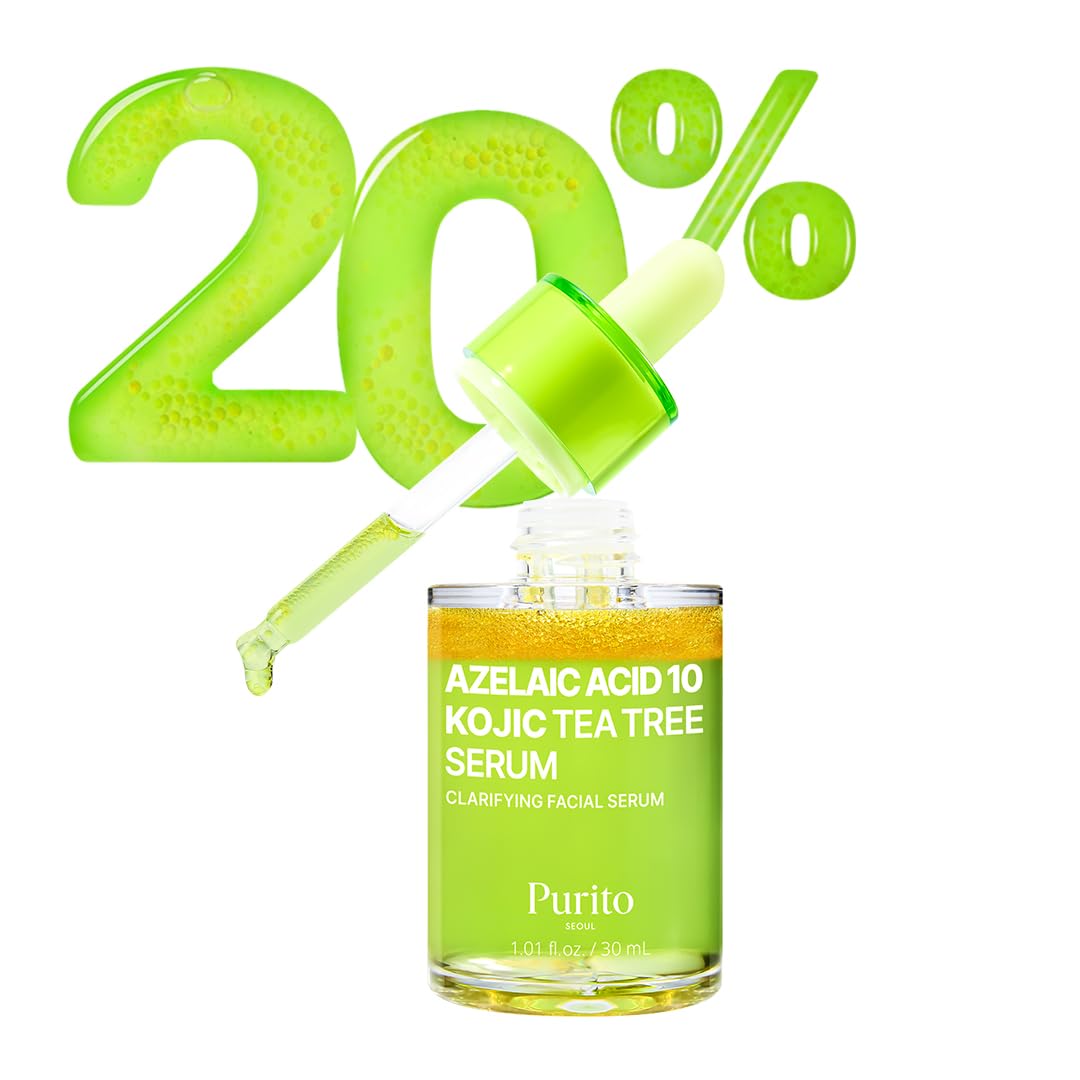 PURITO Azelaic Acid 10% + Kojic Acid + Tea Tree Facial Serum | for Acne & Marks, Breakouts | High-Level Azelaic Acid 10% | Korean skincare, 30mL 1.01 fl.oz - Medaid International