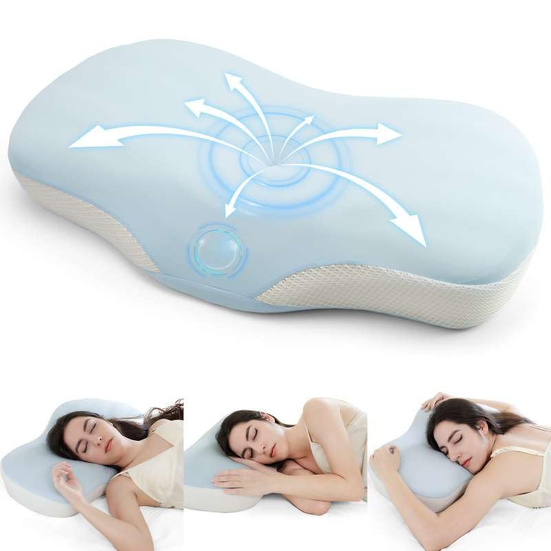 Zmarthumb Cervical Pillow for Neck and Shoulder Support, Memory Foam Ergonomic Contour Orthopedic Bed Pillows with Adjustable Height & Breathable Pillowcase for Side, Back, Stomach Sleepers(Blue) - Medaid International