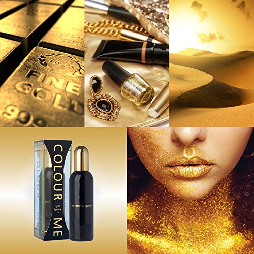 COLOUR ME Milton-Lloyd Gold Femme - Eau de Parfum - Jasmine, Rose Perfume for Women - Oriental Fruity - Long Lasting Perfume for Women - 3.4 oz - Medaid International