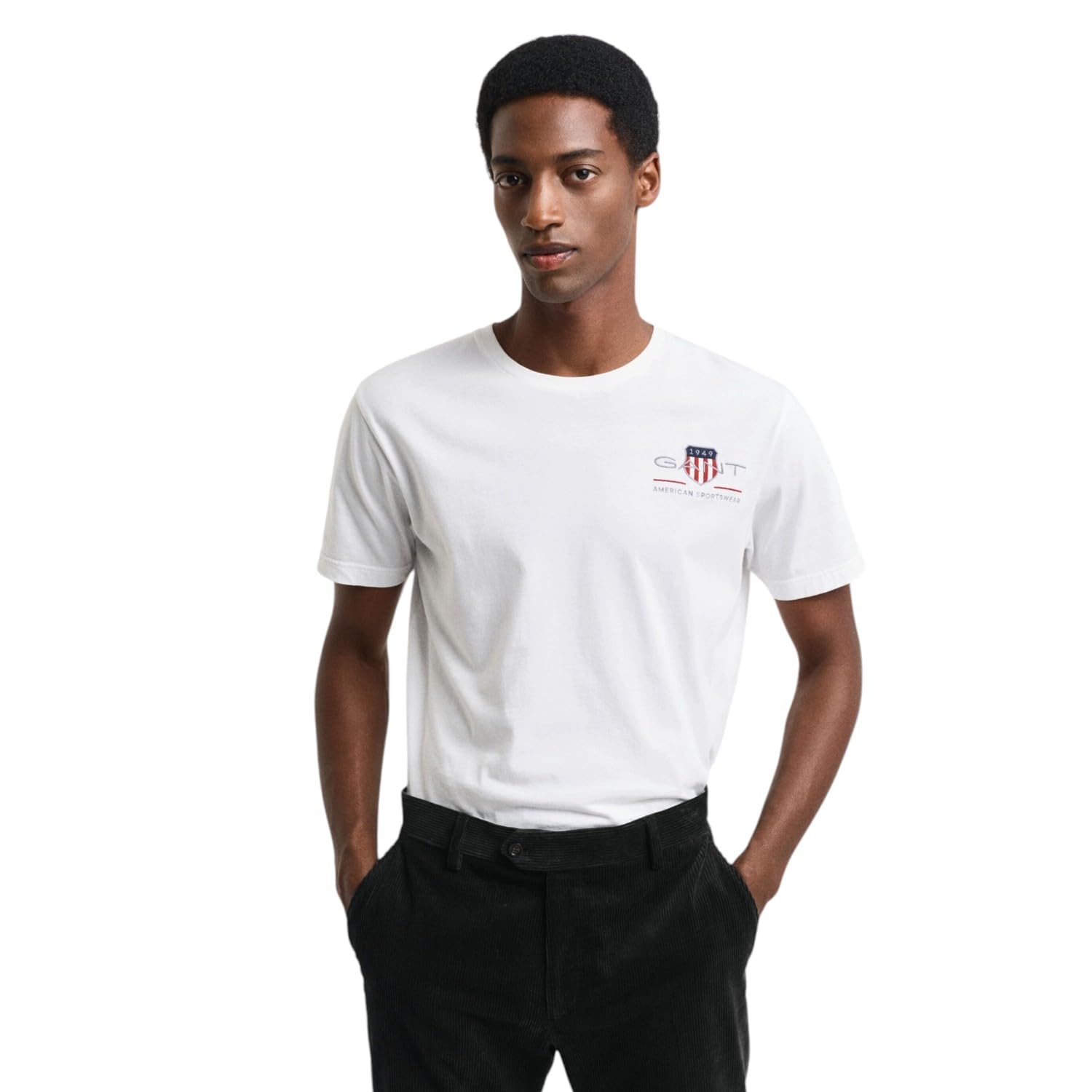 GANT Mens Reg Archive Shield Emb Ss T-shirtT-Shirt, White, 3X-Large - Medaid International
