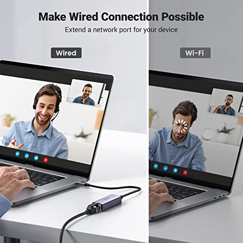 UGREEN - USB C to Ethernet Adapter, 1Gbps Speed, Plug and Play, Aluminum Case