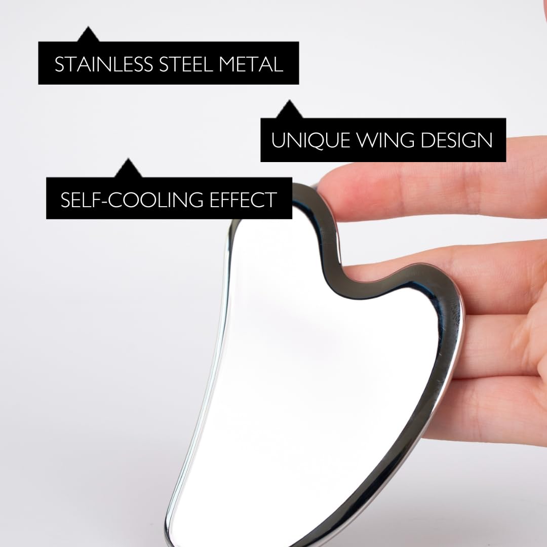 UPCIRCLE Gua Sha Facial Tool - Relieves Tension, Aids Lymphatic Drainage + Boosts Circulation for A Healthy Glow – Stainless Steel Tool - Medaid International