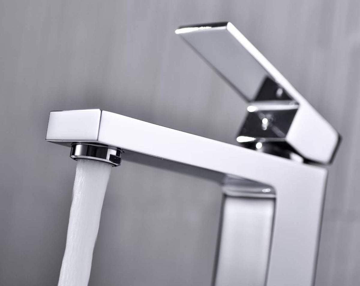 Single Lever Basin Mixer Wash Basin Faucet Hot & Cold Water Bathroom Faucet Italian Design Lavatory Vanity Tap Brass (Chrome)