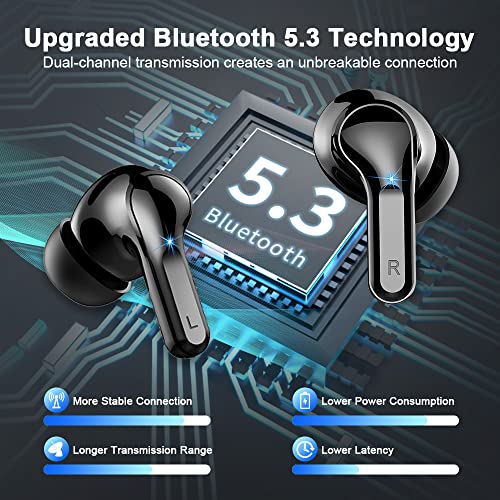Ordtop - Wireless Earbuds with 40H Battery, Noise Cancelling, IP7 Waterproof