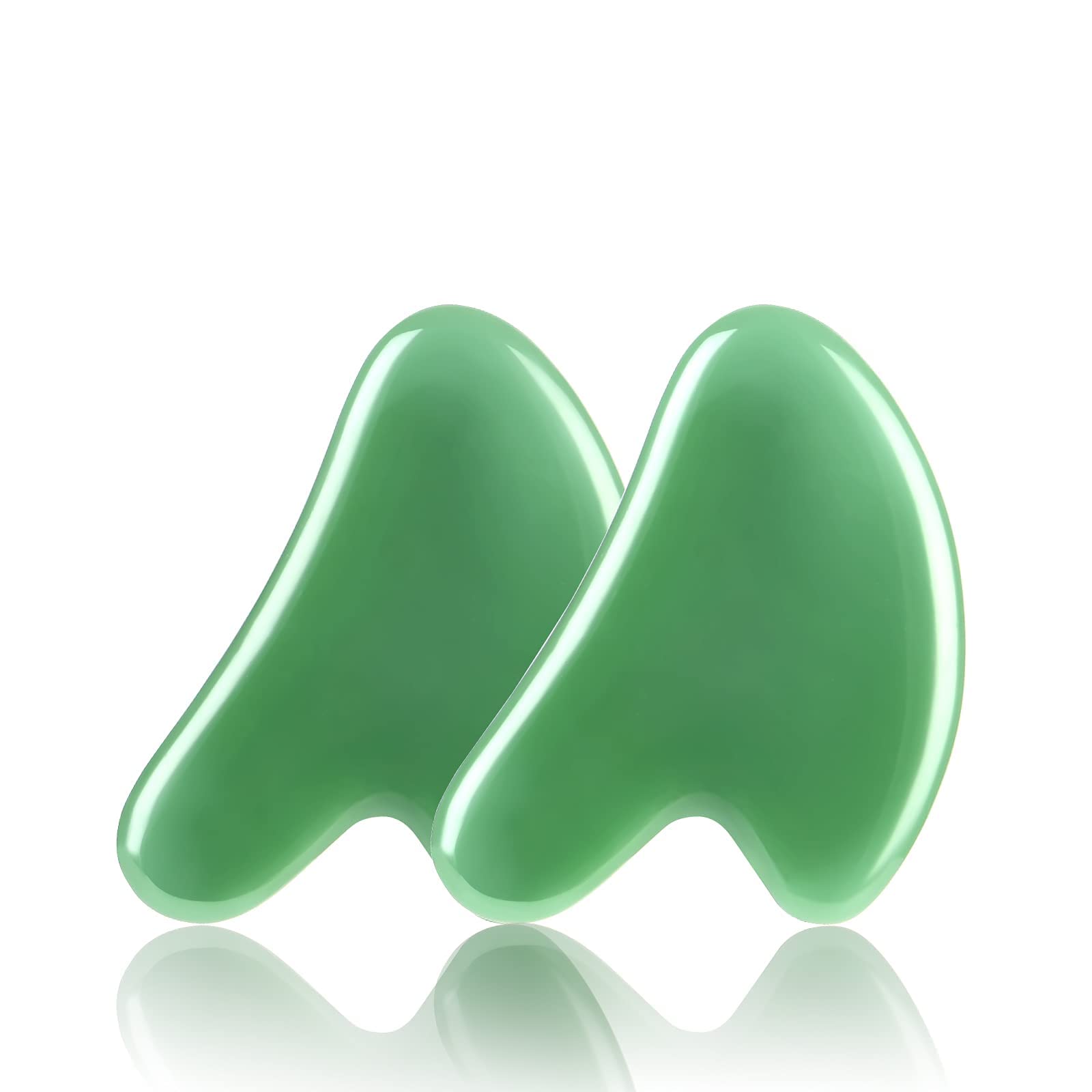 URAQT Gua Sha Massager Tool, 2 Pcs Natural Jade Stone Guasha Board, Gua Sha Scrapping Massager Stones for Physical Therapy and SPA Acupuncture Therapy, Guasha Facial Tool for Face, Eye, Neck, Body - Medaid International