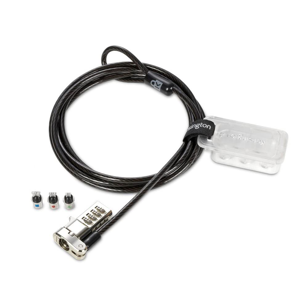 Kensington Universal 3-in-1 Combination Laptop Lock, Computer Security Locking Cable - Resettable Version (K62316WW), Black - Medaid International