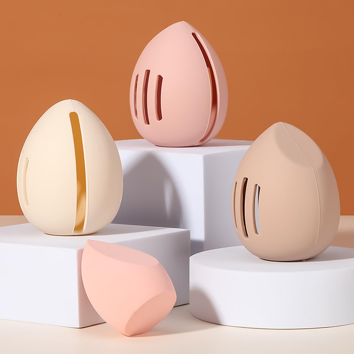 Silicone Makeup Sponge Holder, Breathable & Shatterproof Beauty Blender Case, Double-Sided 3-line Vented Design, Portable Travel Storage for Sponges(1 Pack Pink) - Medaid International