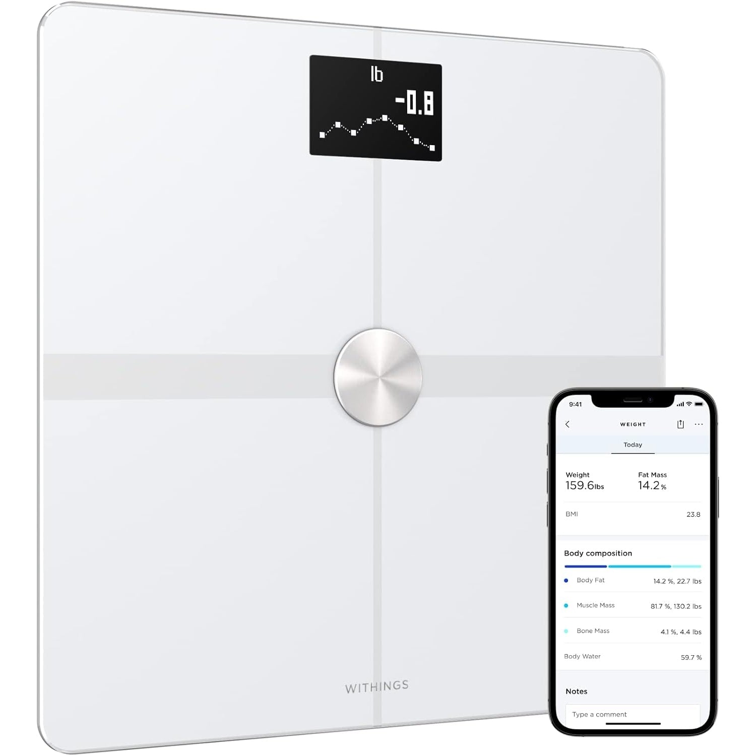 WITHINGS Body Smart - Accurate Scale for Body Weight and Fat Percentage, Body Composition Wi-Fi and Bluetooth Weight Scale, Baby Weight Scale, Smart Scale Apple Health Compatible, Bathroom Scale - Medaid International