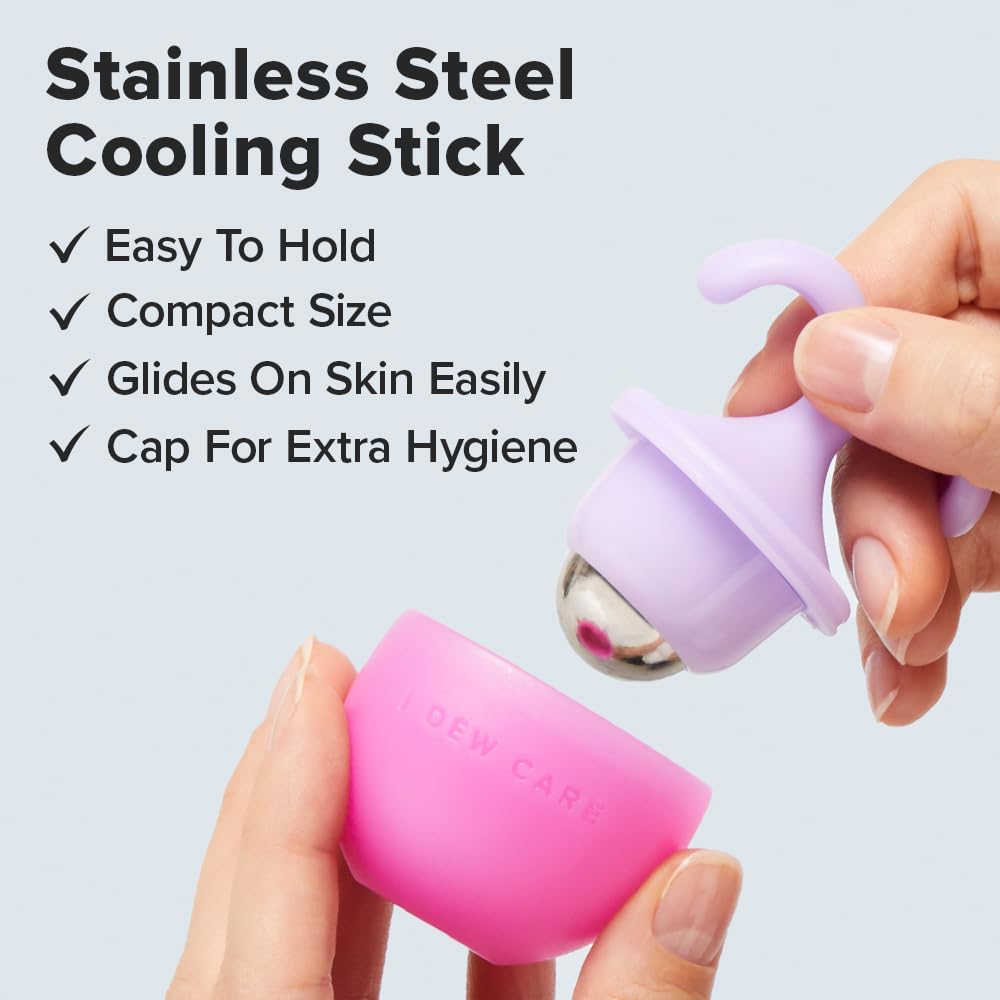 I DEW CARE Facial Tool - Rolling with It | Cooling Stick Skincare Tool, Depuffing Ice Face Roller with Cap, Gift, Reusable and Hygenic, Travel Size, FSC Packaging, Face Massage - Medaid International