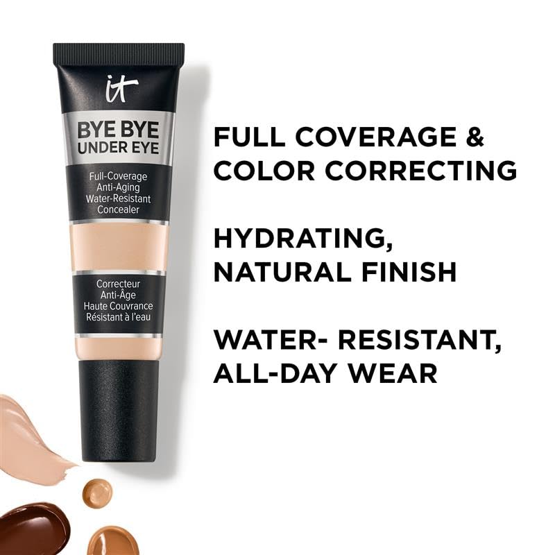 IT Cosmetics Bye Bye Under Eye Concealer (Tan Natural) - Water-Resistant, Full Coverage Brightening Concealer For Dark Circles, Fine Lines, Redness & Discoloration, Anti-Aging, 24H Wear - 0.4 fl oz - Medaid International