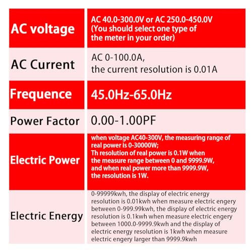 Earumzdq - Digital Single Phase Energy Meter, AC 110V-300V, 100A Amperage