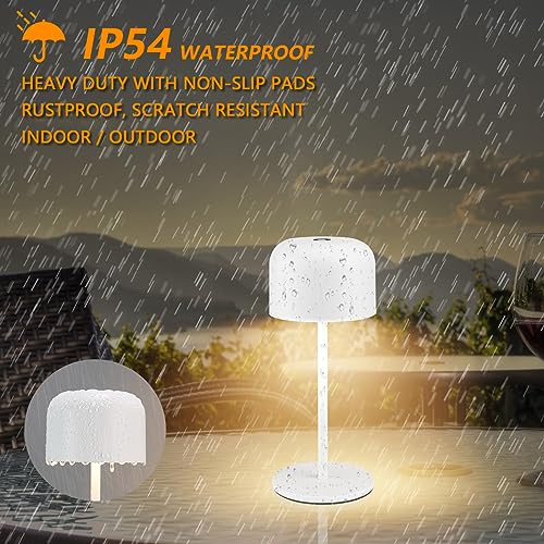 Klighten - Pack of 2 LED Dimmable Table Lamps, Wireless, Rechargeable, IP54