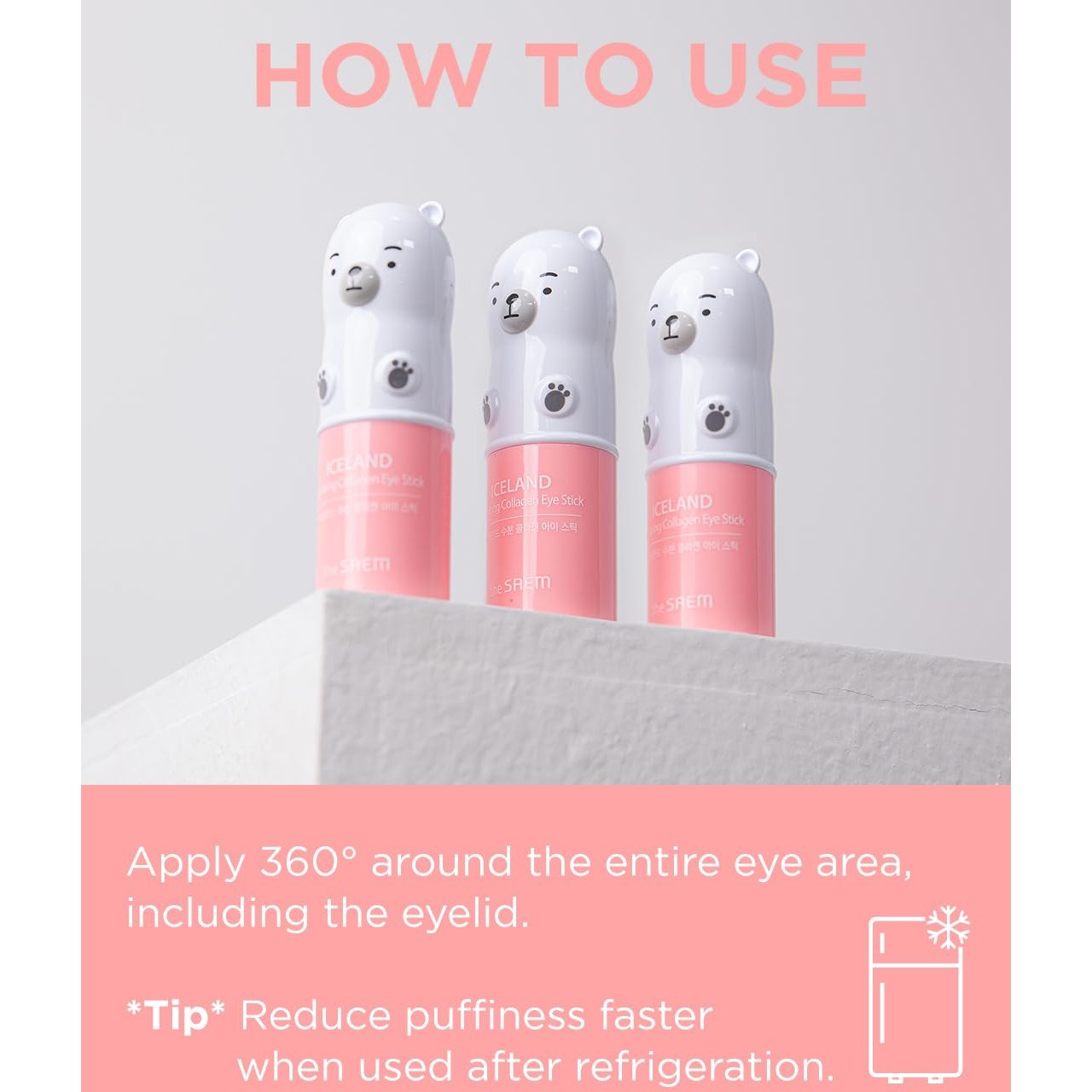 THESAEM Iceland Hydrating Collagen Eye Stick 0.24oz - Anti-wrinkle Moisturizing Eye Balm for Saggy Skin – Under Eye Treatment - Balm to Smooth Skin Texture - Rose Scent - Medaid International