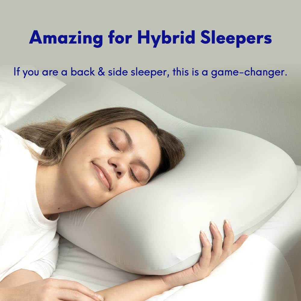 C CUSHION LAB Deep Sleep Pillow, Patented Ergonomic Contour Design for Side & Back Sleepers, Orthopedic Cervical Shape Gently Cradles Head & Provides Neck Support & Shoulder Pain Relief - Calm Grey - Medaid International