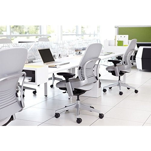 Steelcase Leap Task Chair: Black Base - 4D Adjustable Arms - No Headrest - 7" Cylinder Seat Height - Medaid International