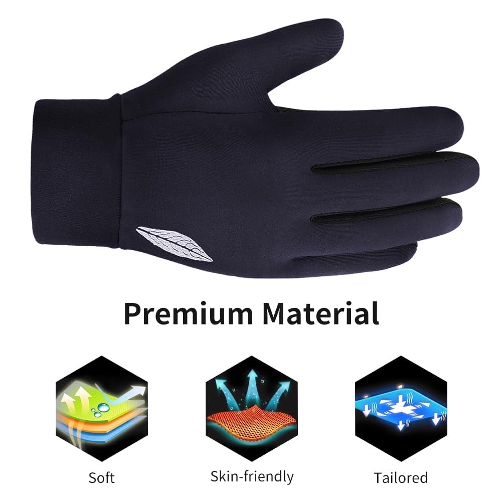 TERRIFI Kids Winter Touch Screen Gloves, Reflective Warm Cycling Gloves for Cold Weather, Outdoor Sports Mittens for Boys and Girls 8-10, Waterproof and Suitable for Biking, Running, Skiing, Black