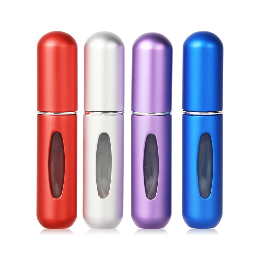 Saiveina Portable 5ml Mini Perfume Atomizer Bottles, Refillable Perfume Spray Bottle, Scent Pump Case, Empty Perfume Bottles for Travel and Outgoing(4 Pack) - Medaid International
