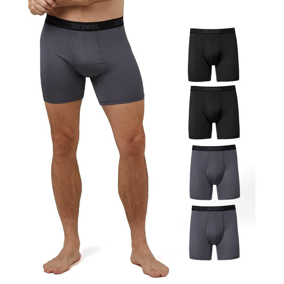 32 Degrees Cool Mens 4-PACK Active Mesh Quick Dry Performance Boxer Brief, 2 Black/2 Charcoal, X-Large - Medaid International