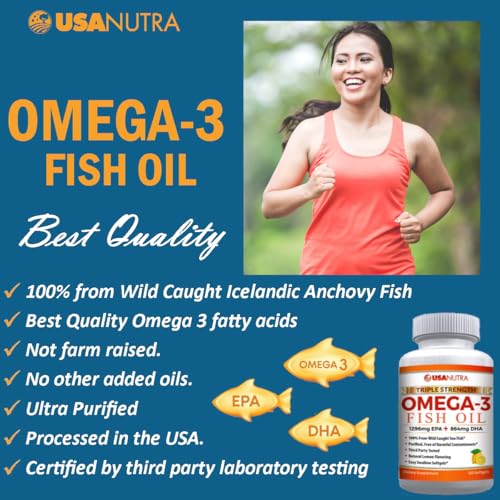Omega 3 Fish Oil Supplement 3600mg with EPA and DHA for Women and Men Supports Joint, Brain and Heart Health 120 Softgels, 40 Day Supply - Medaid International
