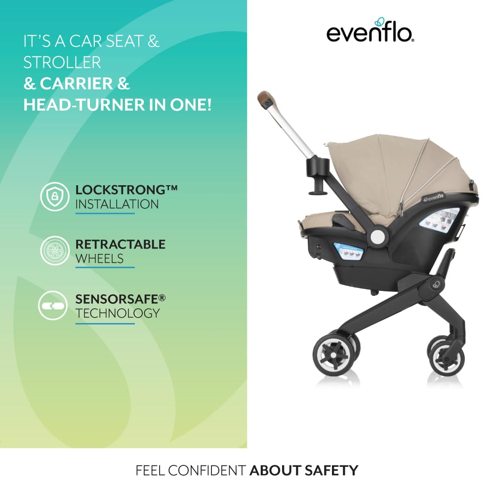 Evenflo® Shyft™ DualRide™ Infant Car Seat - Stroller Combo with Carryall Storage Champagne