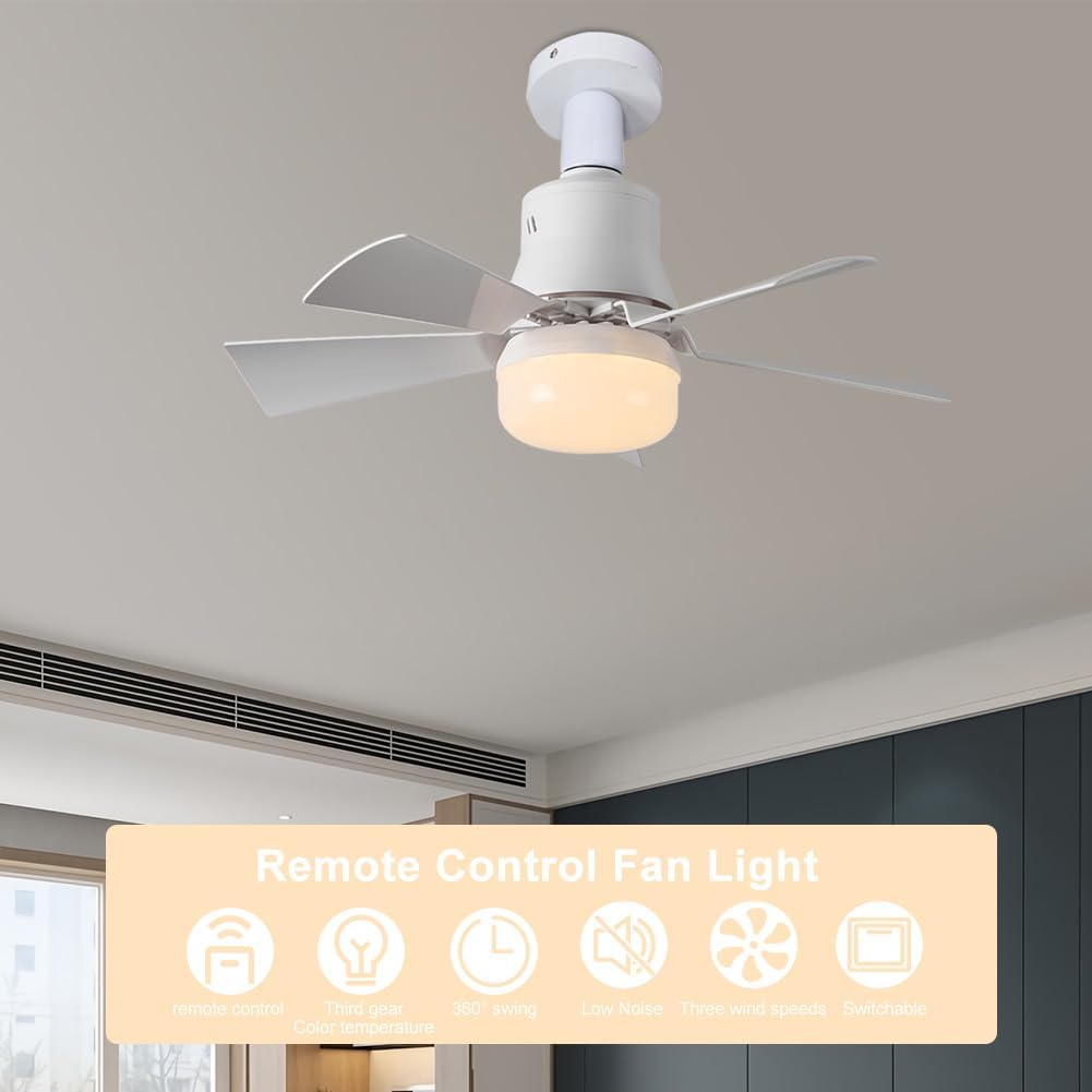 E27 Ceiling Fan with LED Light – Remote Control Fan Lamp
