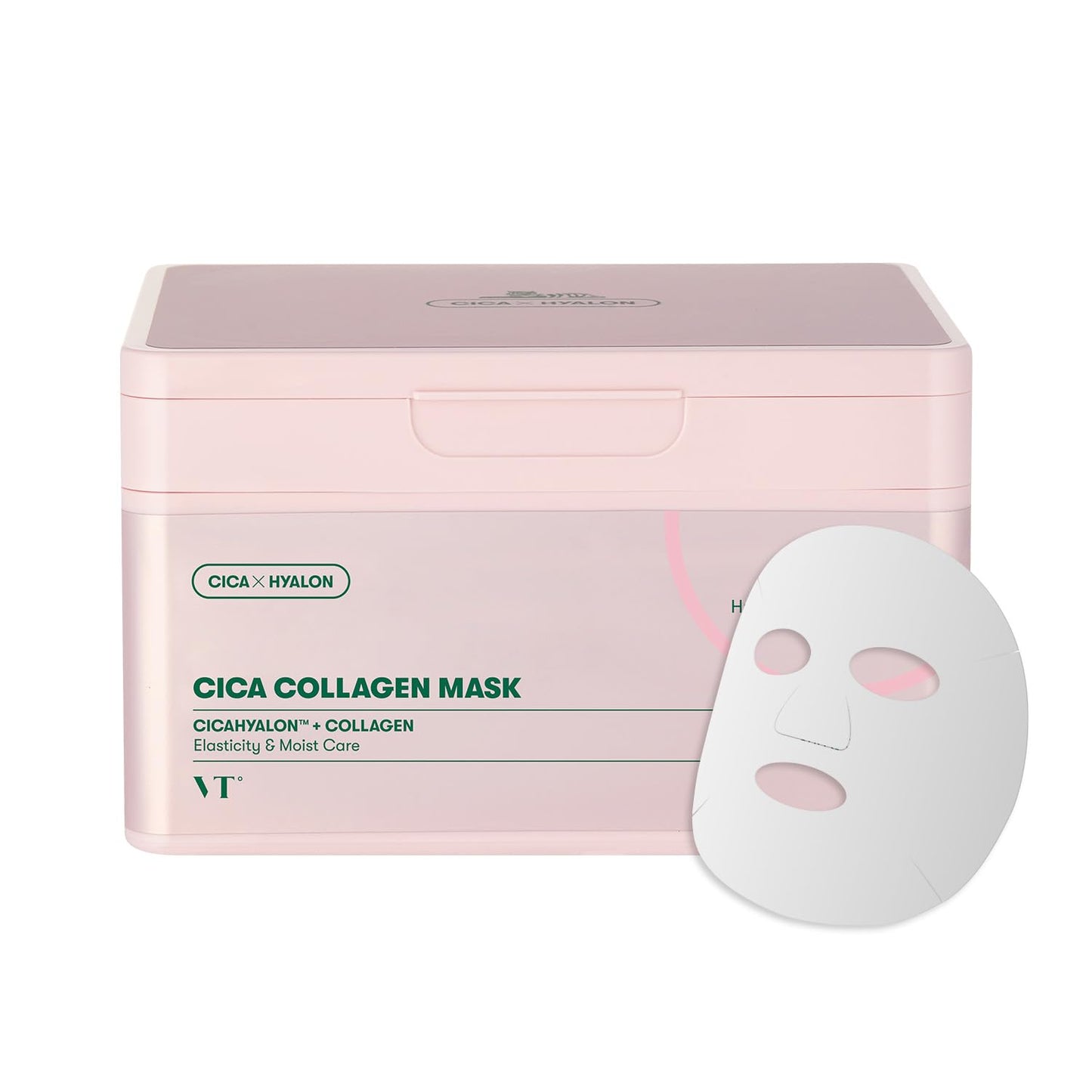 VT COSMETICS CICA Collagen Daily Mask 30 Sheets, 300Da Low Molecular Collagen for Skin Elasticity, Hydrating & Firming, Pink Collagen Essence, Korean Face Mask - Medaid International