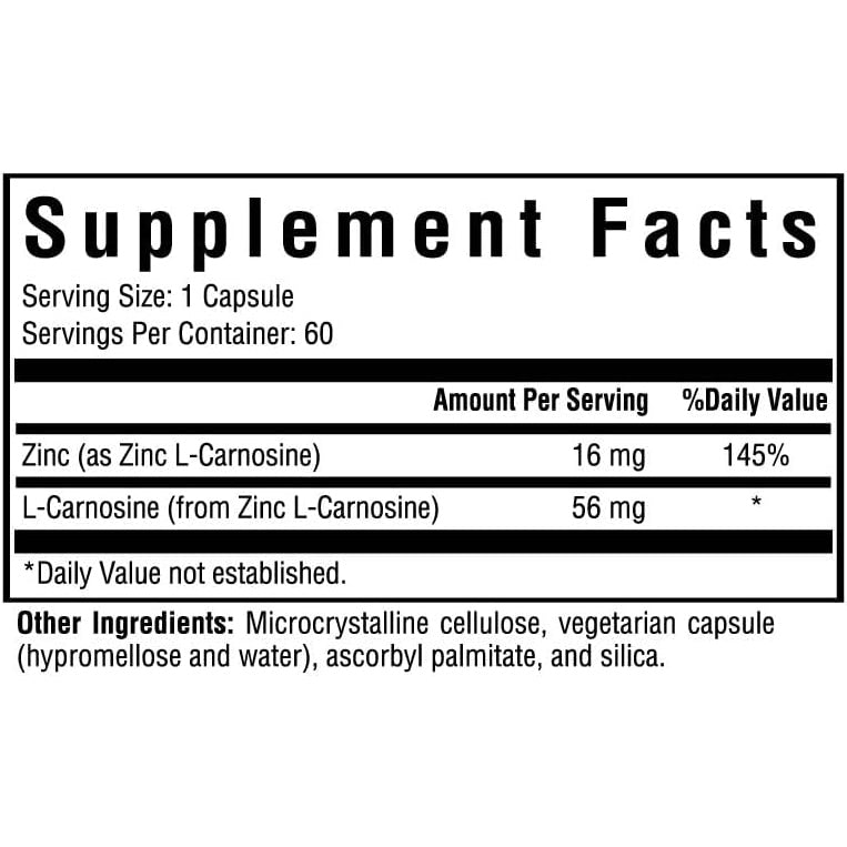 Seeking Health Zinc Carnosine - Digestive Health & Immune System Support Supplement - Zinc L-Carnosine Capsules for Antioxidant Support - 60 Capsules