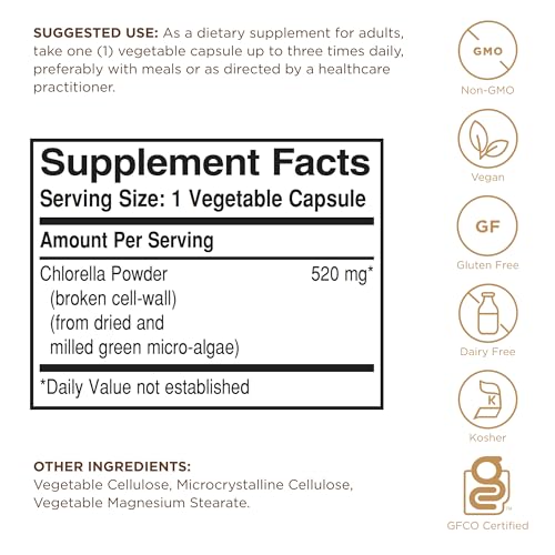 Solgar Chlorella - 100 Vegetable Capsules - Maximum Absorption - Non-GMO, Vegan, Gluten Free, Kosher - 100 Servings - Medaid International