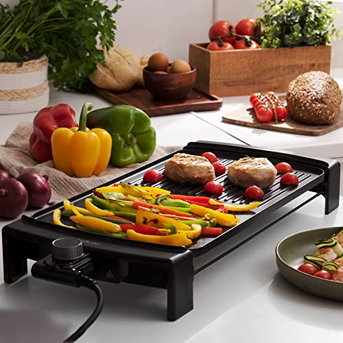 Cecotec - 2600W Electric Griddle with Durable Aluminium Plate, Black Finish