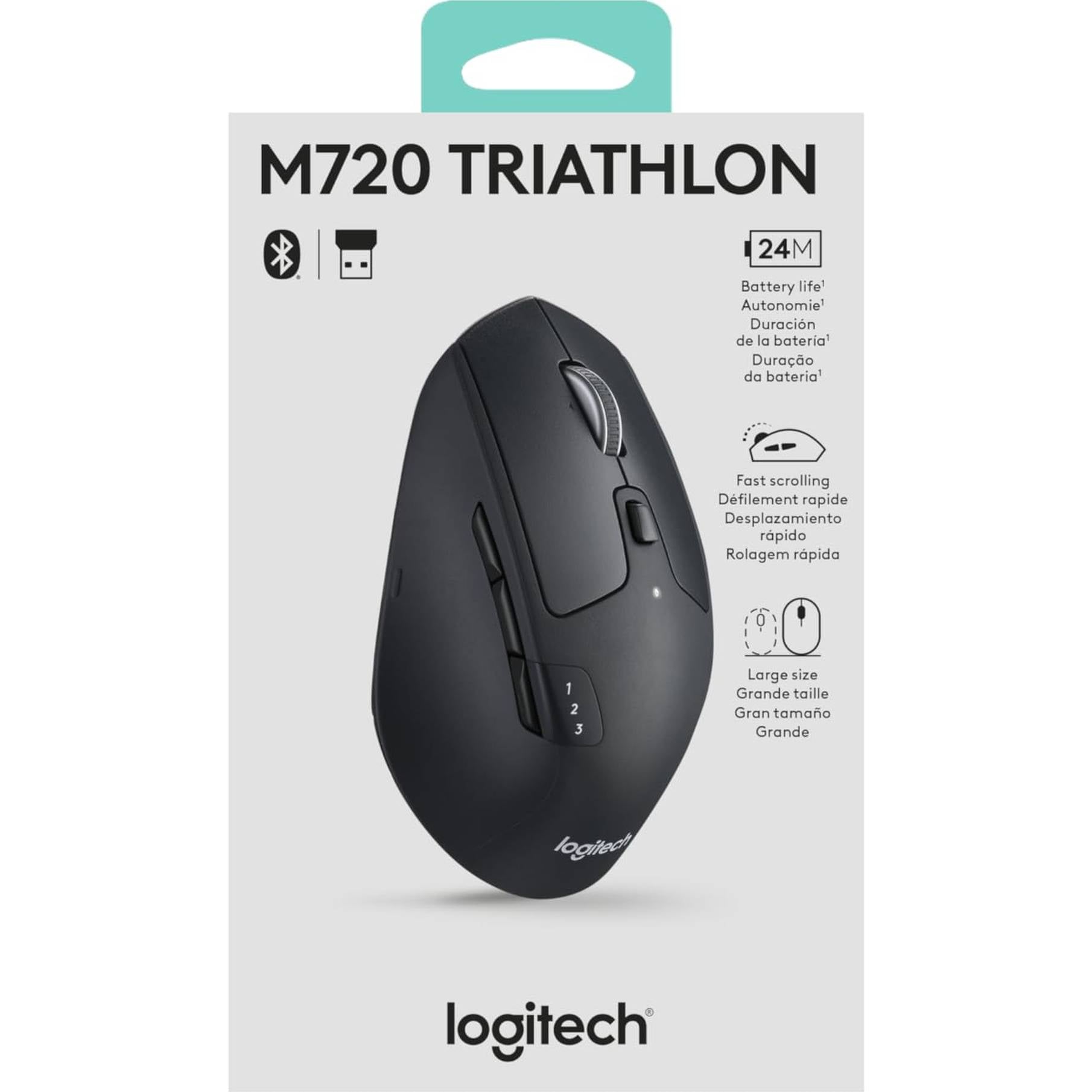 Logitech M720 Triathalon Multi-Device Wireless Mouse, Black - Medaid International