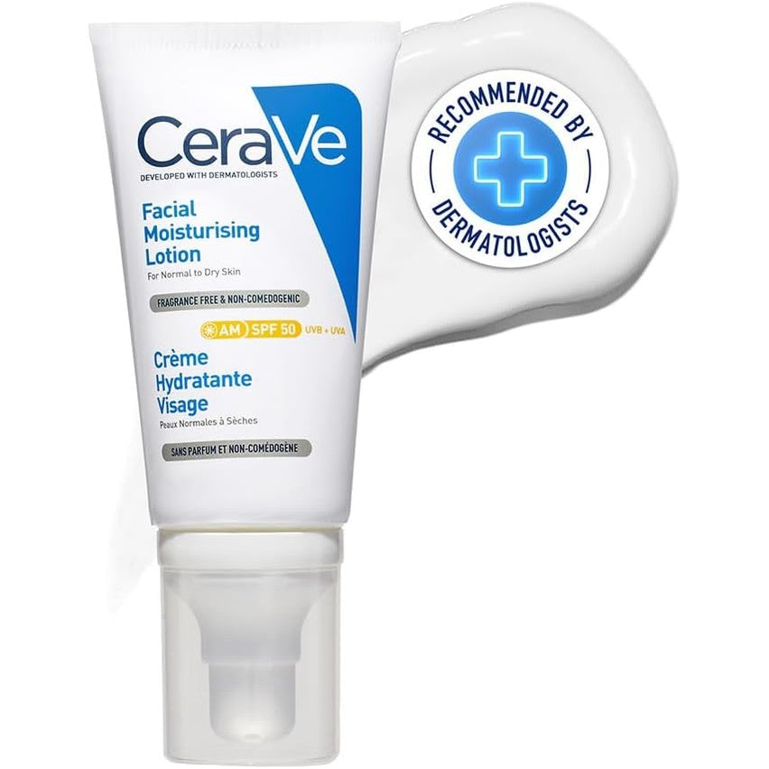 CeraVe AM Facial Moisturising Lotion SPF50 with Ceramides & Vitamin E for Normal to Dry Skin 52ml - Medaid International
