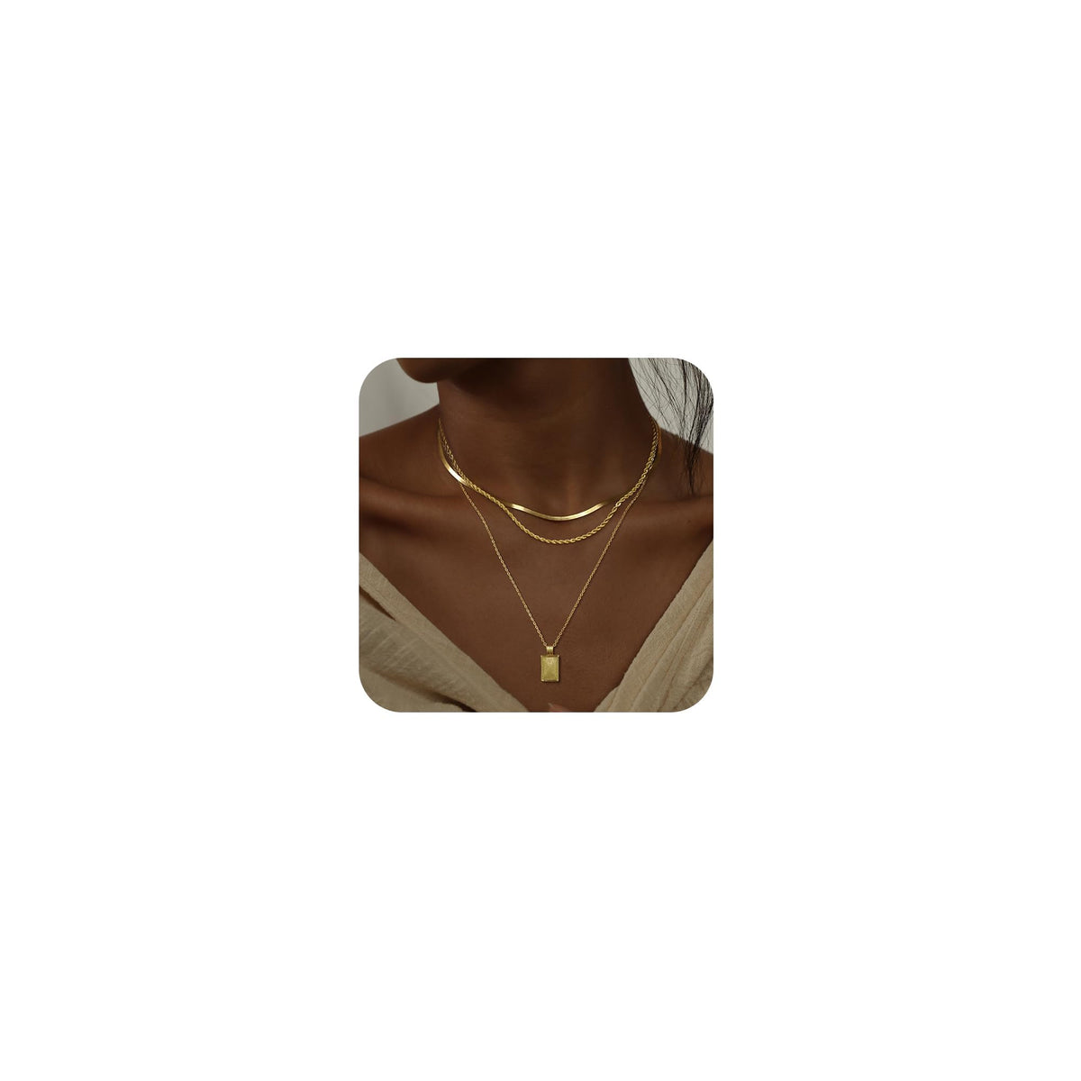 TERRIFI Layered Gold and Silver Necklaces for Women, Stackable 14K Real Gold Plated Silver Chain with Diamond Circle CZ Pendant, Trendy Jewelry Set for Layering and Gifting