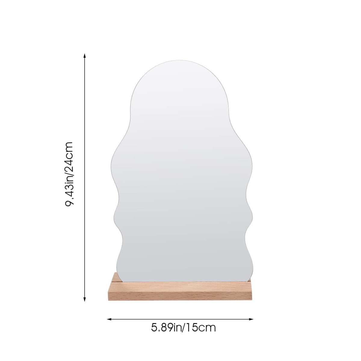 KASTWAVE Makeup Mirror Acrylic for Desk with Stand- Aesthetic Desk Decor Vanity Mirror-Frameless Table top for Bedroom, Living Room and Minimal Spaces Room Decor (Irregular)