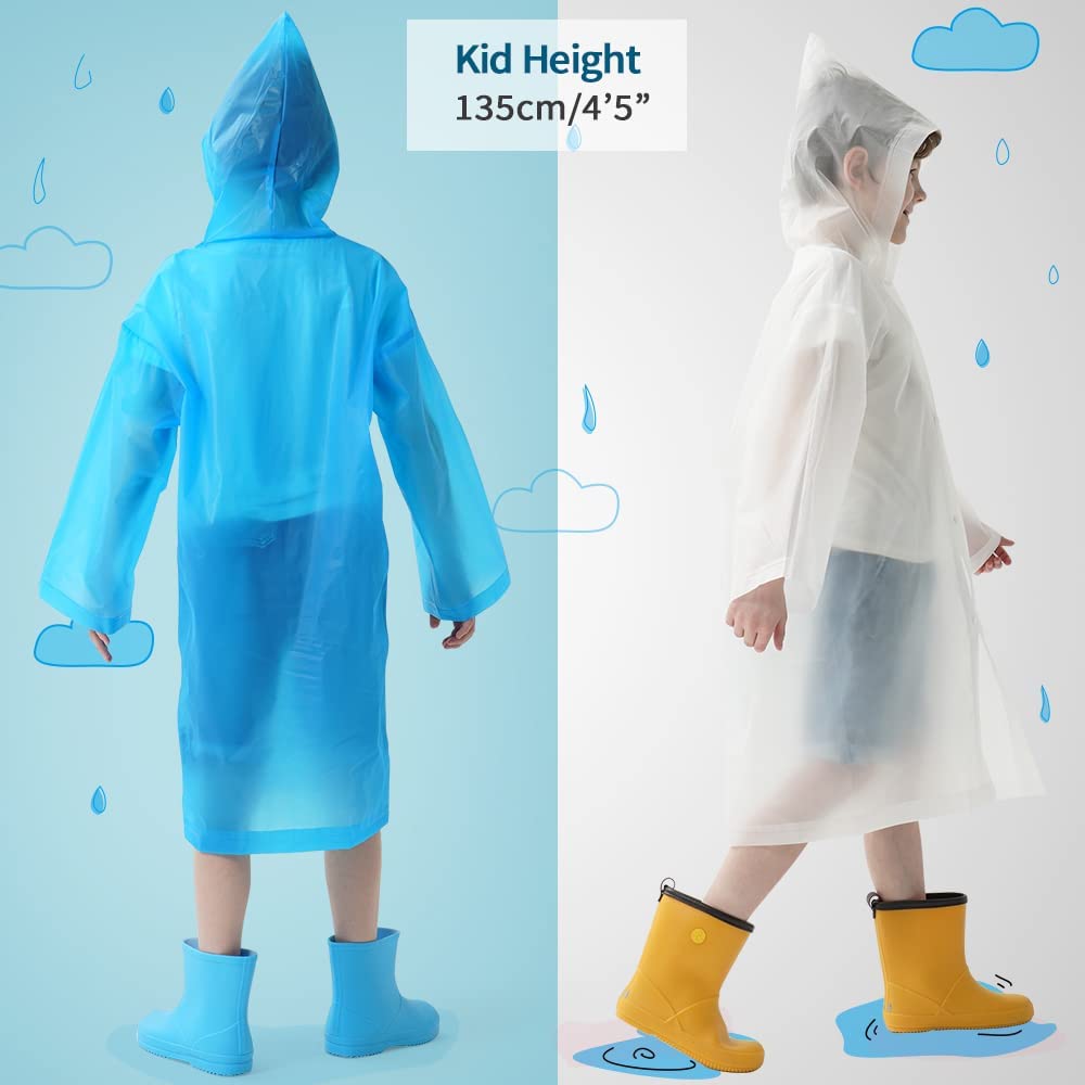 Kids Waterproof Raincoat, EVA Portable Rain Poncho, for Girls Boys Toddler Rainwear Rain Jacket Cape, Reusable Children Raincoat for Outdoor Climbing Cycling Hiking Camping